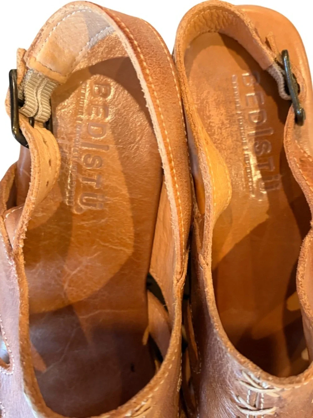 BEDSTÜ Fontella Rustic Wedge Sandal Tan Size 9.5
